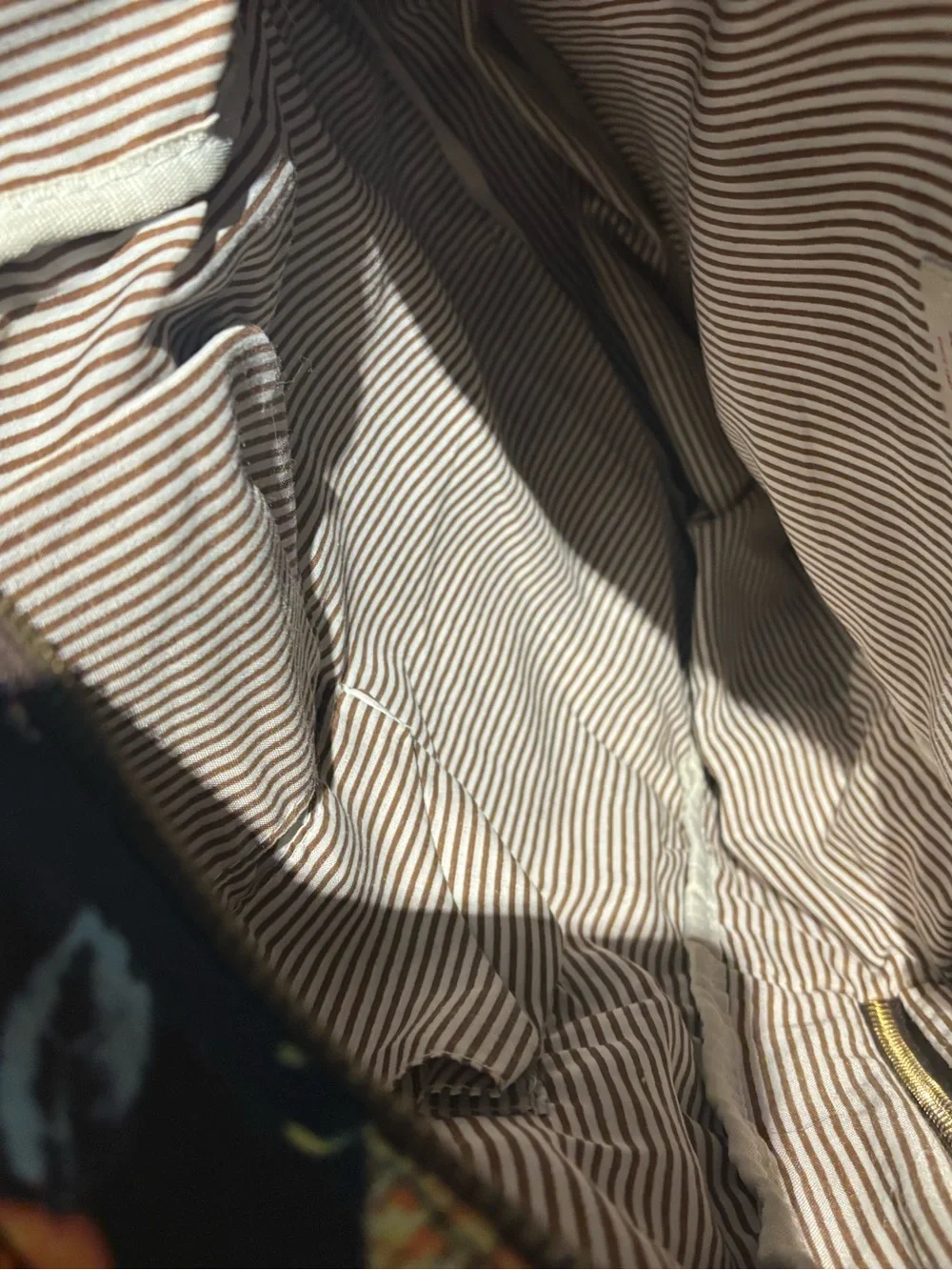 Mossimo Supply Co. Brown and White Striped Lined Bag Interior